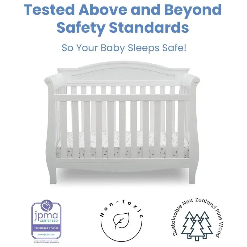 4-in-1 Convertible Baby Crib, Bianca White