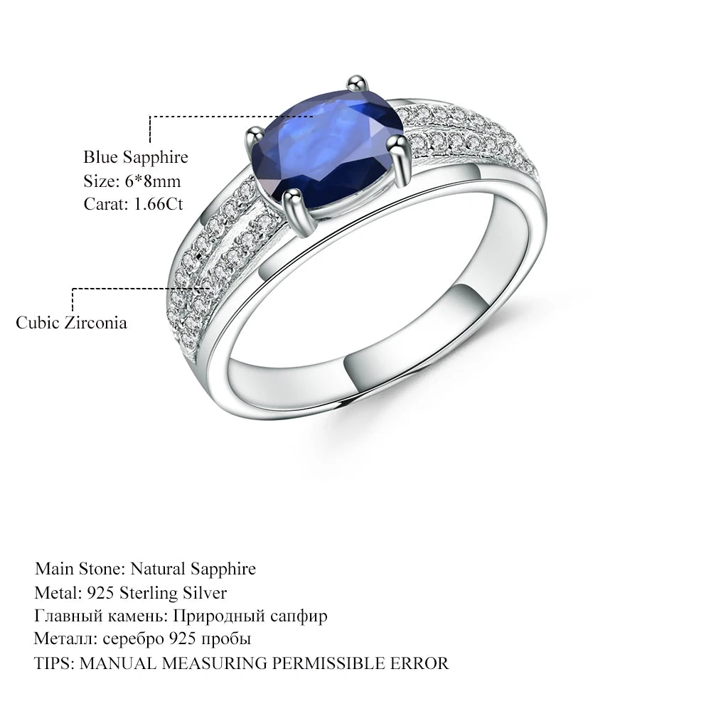 Natural Blue Sapphire Gemstone Ring