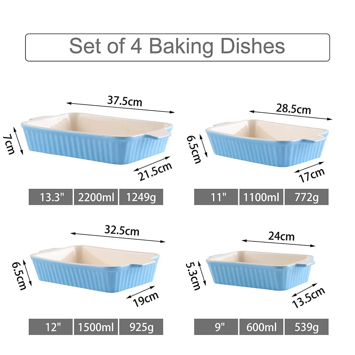 4-Piece Baking Dish Set with Ceramic Handle