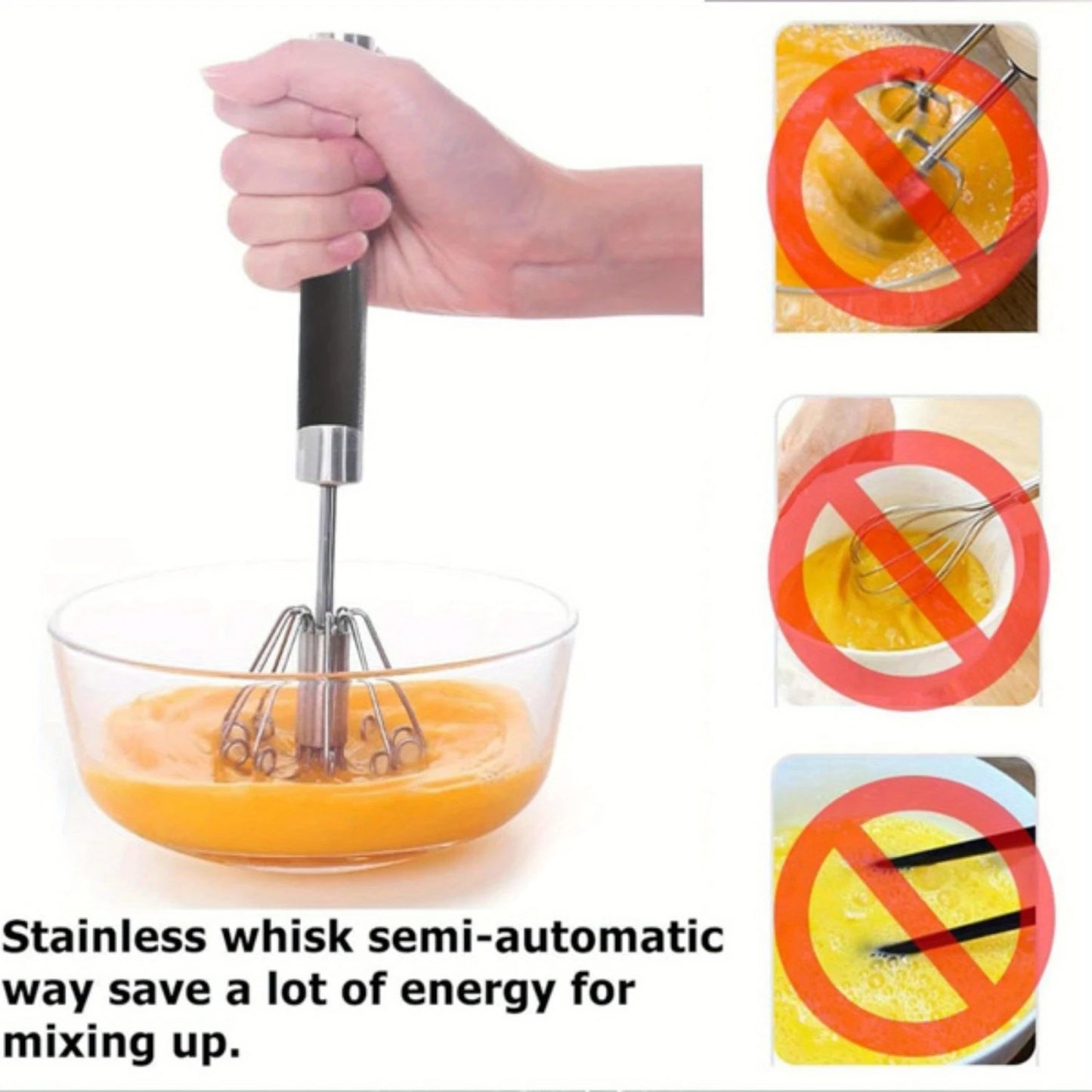 Easy to Use Manual Hand Mixer & Plunger Whisk