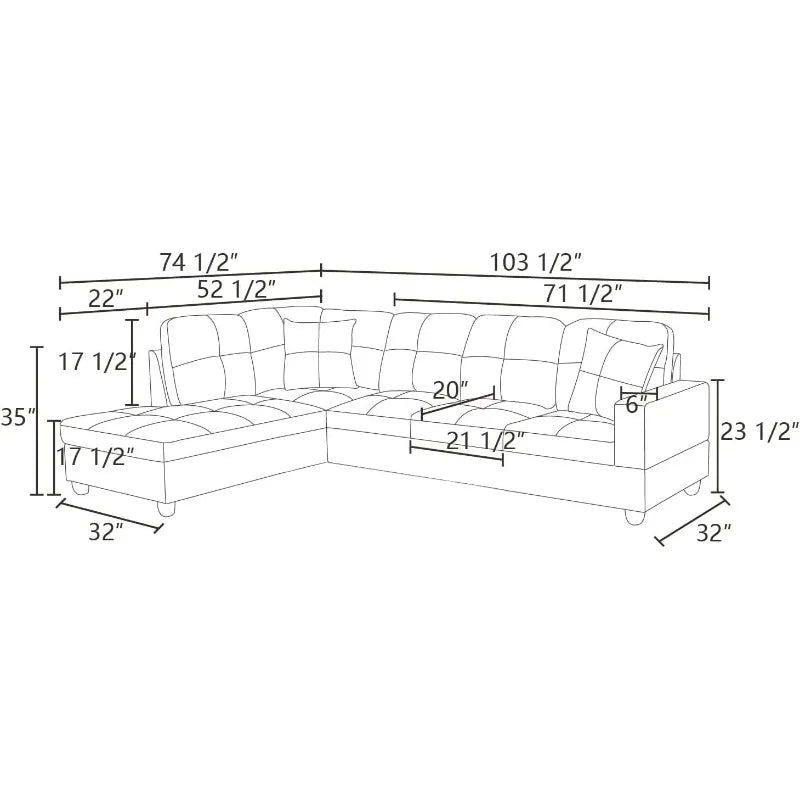 103" W Sectional Couches for Living Room