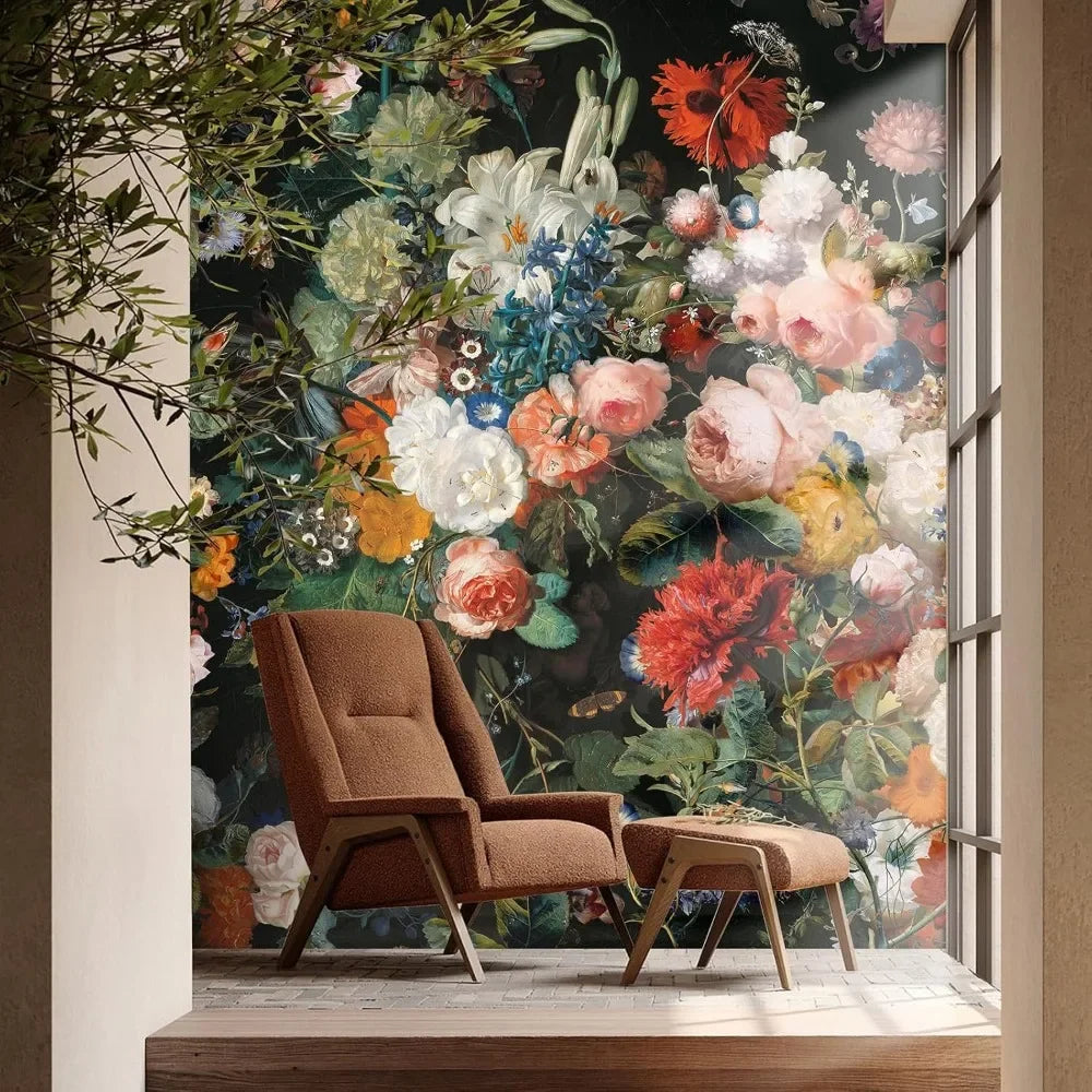 Dark Floral Wall Mural Peel and Stick