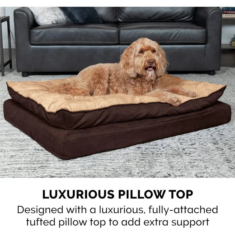 Orthopedic Dog Bed for Large Dogs w/ Pillow Cushion Top & Removable Washable Cover