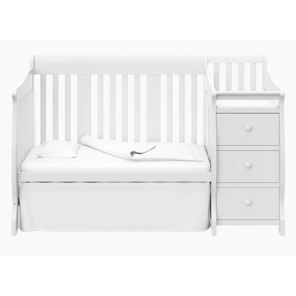 5-in-1 Convertible Crib and – Changing-Table Combo with Drawer, Converts to Toddler Bed