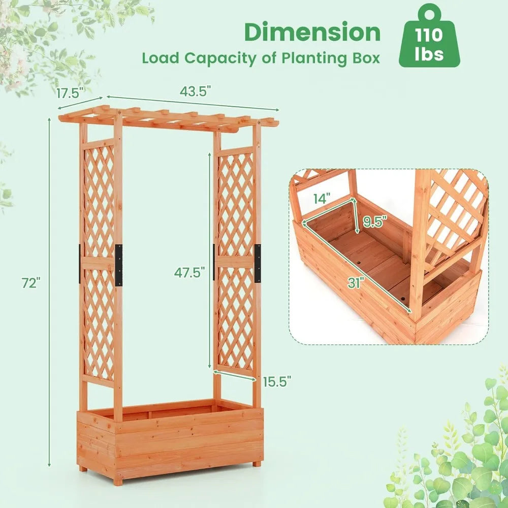 Fir Wood Planter Box W/Drainage Holes