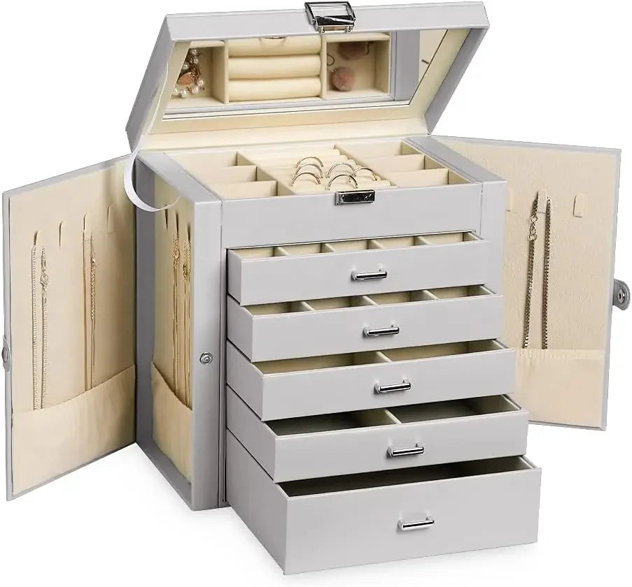 Large Jewelry Box,6-Tier with Lock