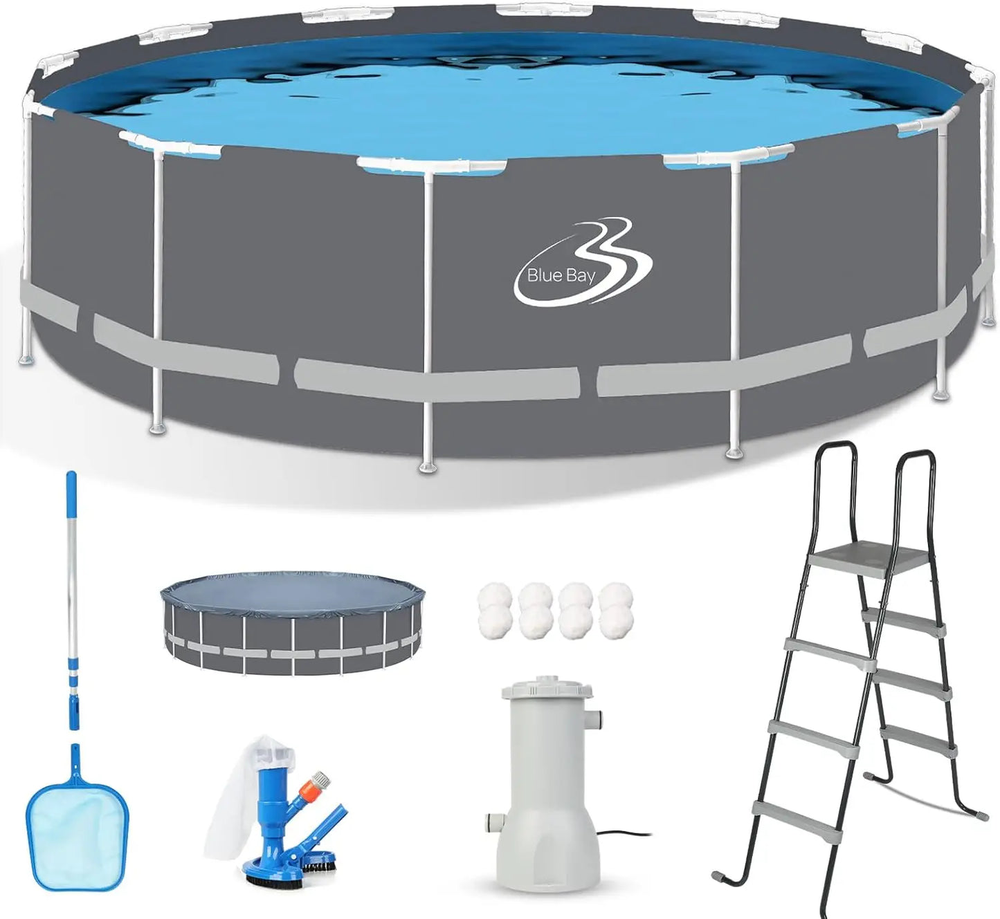 18ft X 52in Frame Above Ground Swimming Pool Set , 1545 GPH Filter Pump,  Cover,  Ladder , and Maintenance Kit