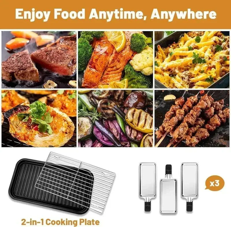 Pukomc Smokeless Indoor Grill Mother's Day, Non-Stick Cooking Removable Plate, Portable Electric Korean BBQ Grill