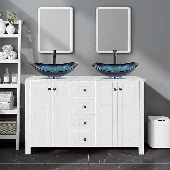 Traditional Bathroom Vanity Set in White Finish