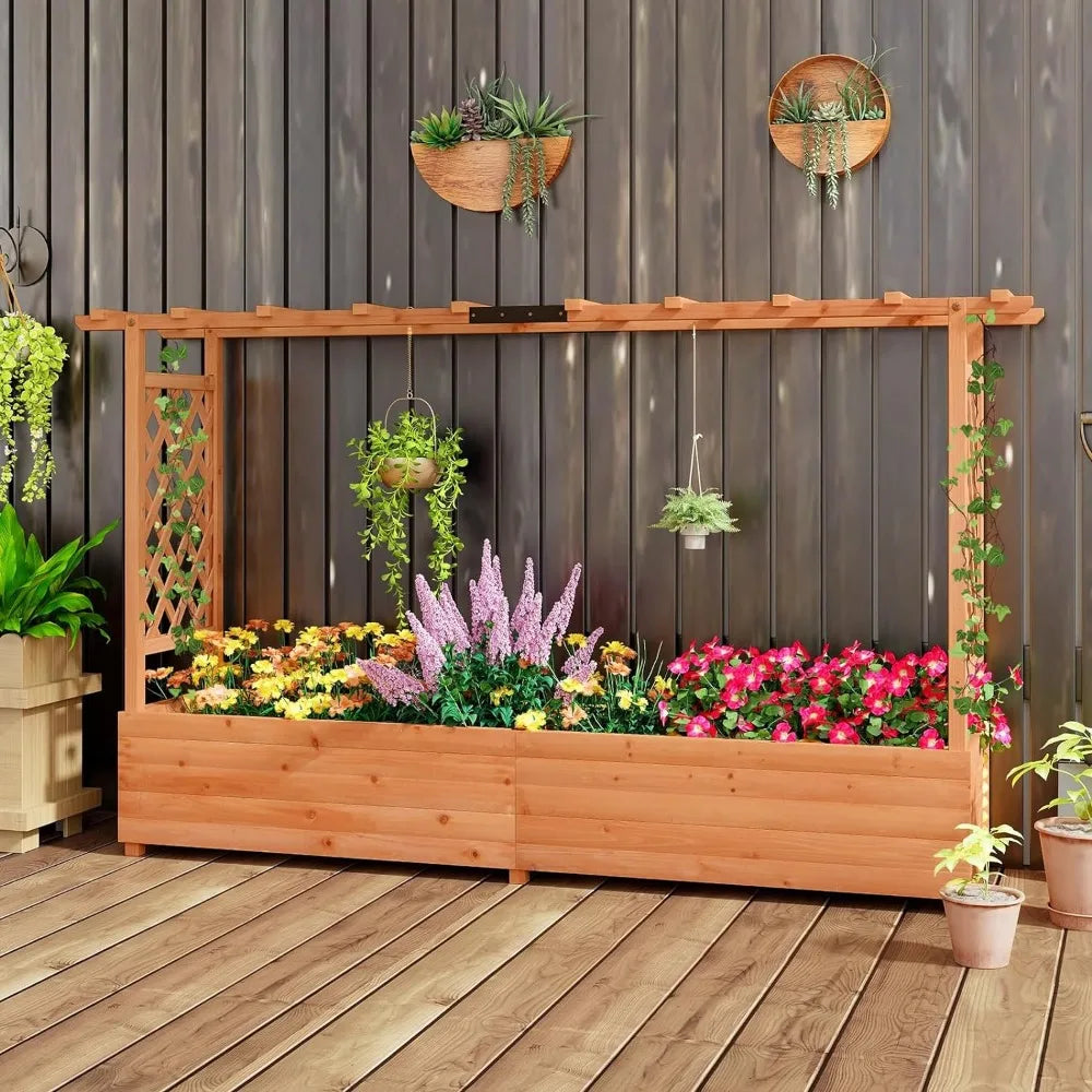 Fir Wood Planter Box W/Drainage Holes