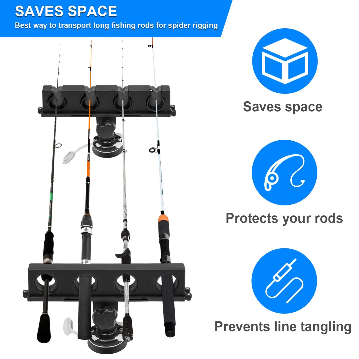 Fishing Rod Rack with Mount Bracket.