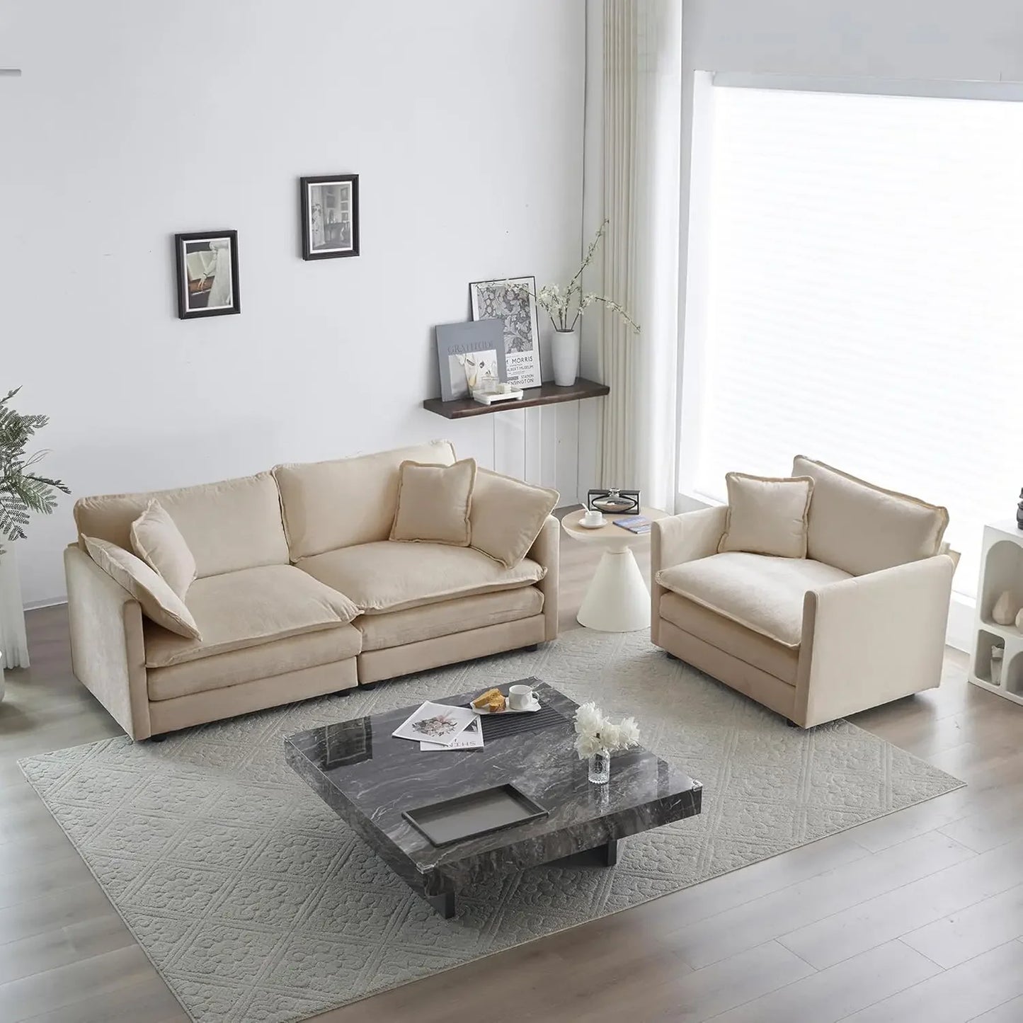 2 Piece Loveseat Sofa Living Room Furniture Set