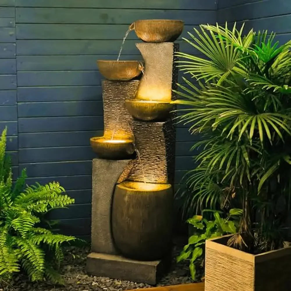 Modern Outdoor Water Fountain 5-Tier Cascading Garden Decor