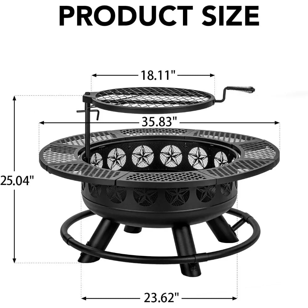 3-in-1 Outdoor Fire Pit for Backyard Deck Bonfire