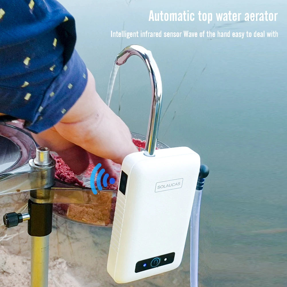 Fish Bucket Water Pump with LED Light Portable Fishing Oxygenator