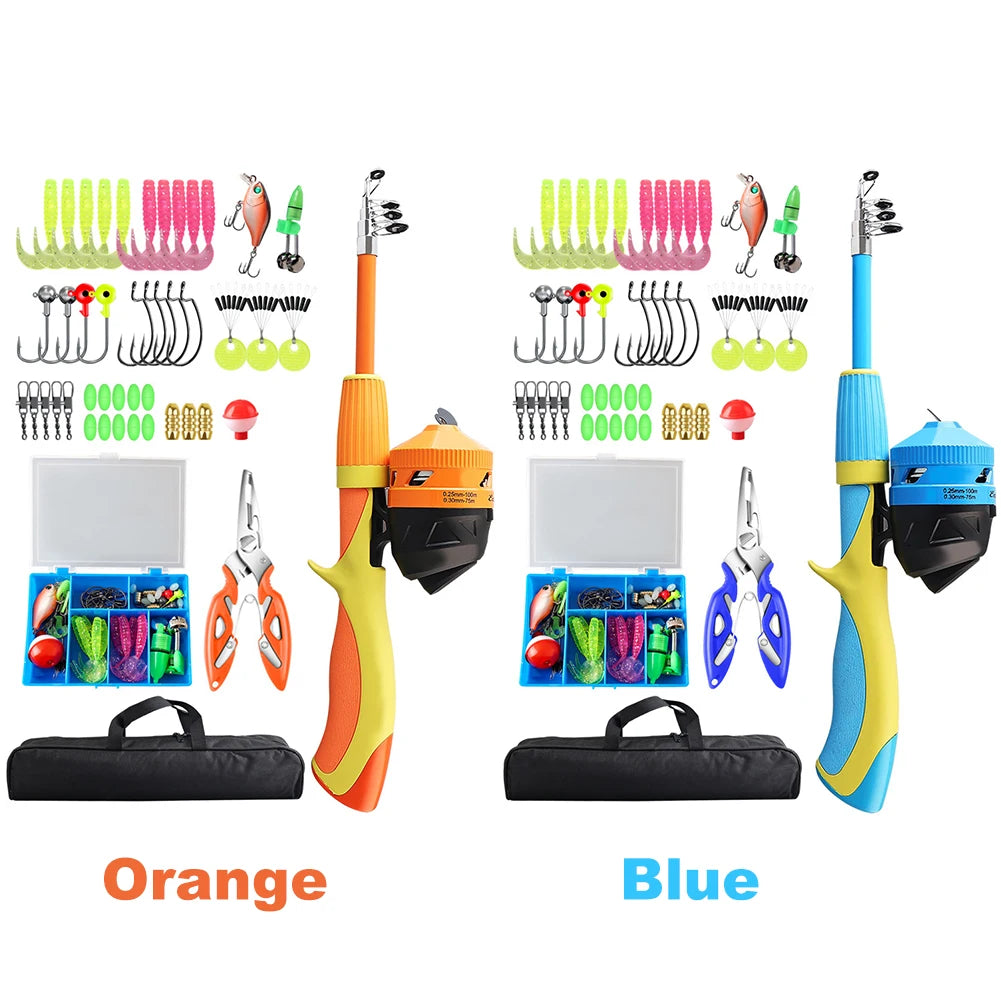 Kids Fishing Rod Telescopic Fishing Rod and Reel Combo with Fishing Lures Accessories