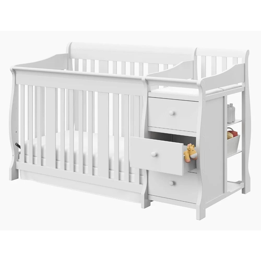 5-in-1 Convertible Crib and – Changing-Table Combo with Drawer, Converts to Toddler Bed