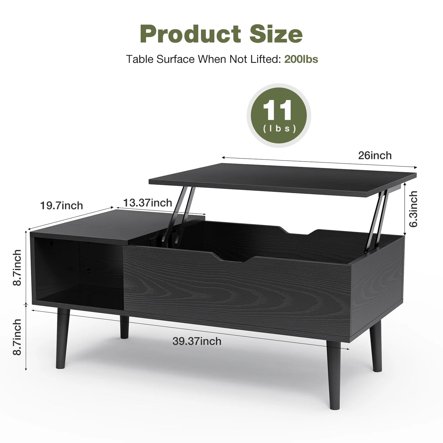 Lift Top Coffee Table For Living Room 39.37"x19.7"