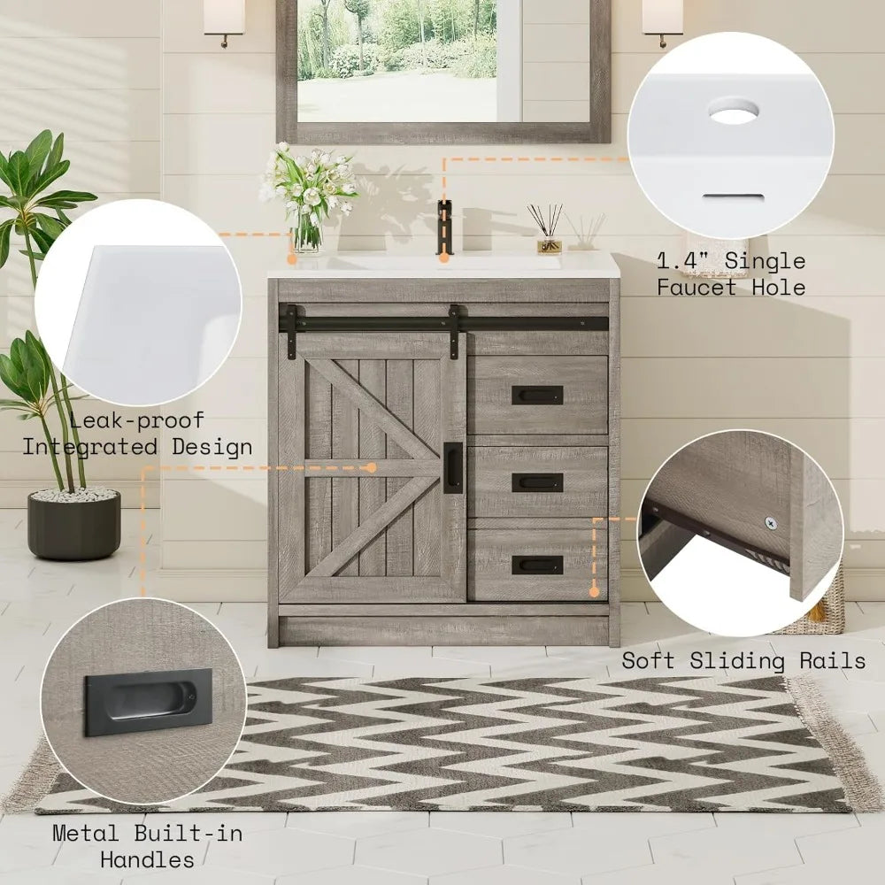 Farmhouse Bathroom Vanity with Sink Combo