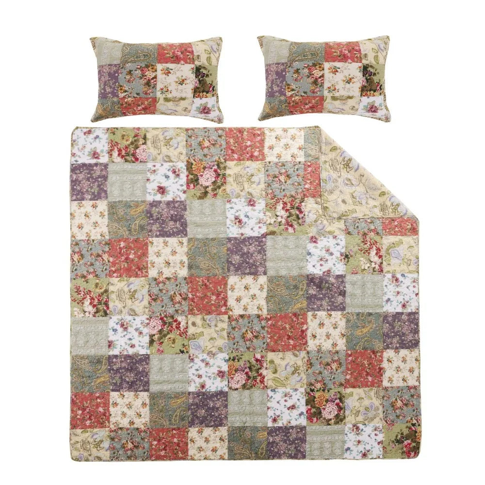 Blooming Prairie 100% Cotton Quilt and Pillow Sham Set