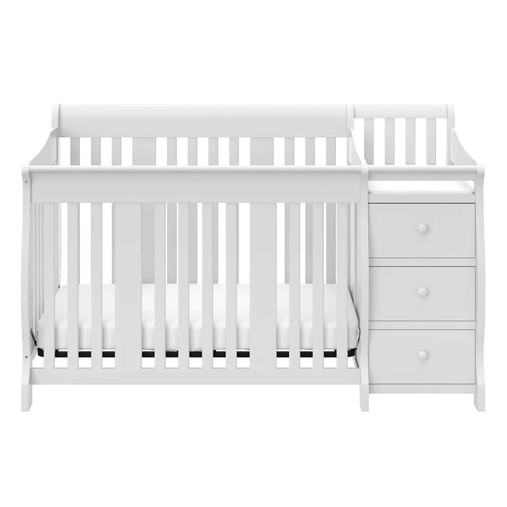 5-in-1 Convertible Crib and – Changing-Table Combo with Drawer, Converts to Toddler Bed