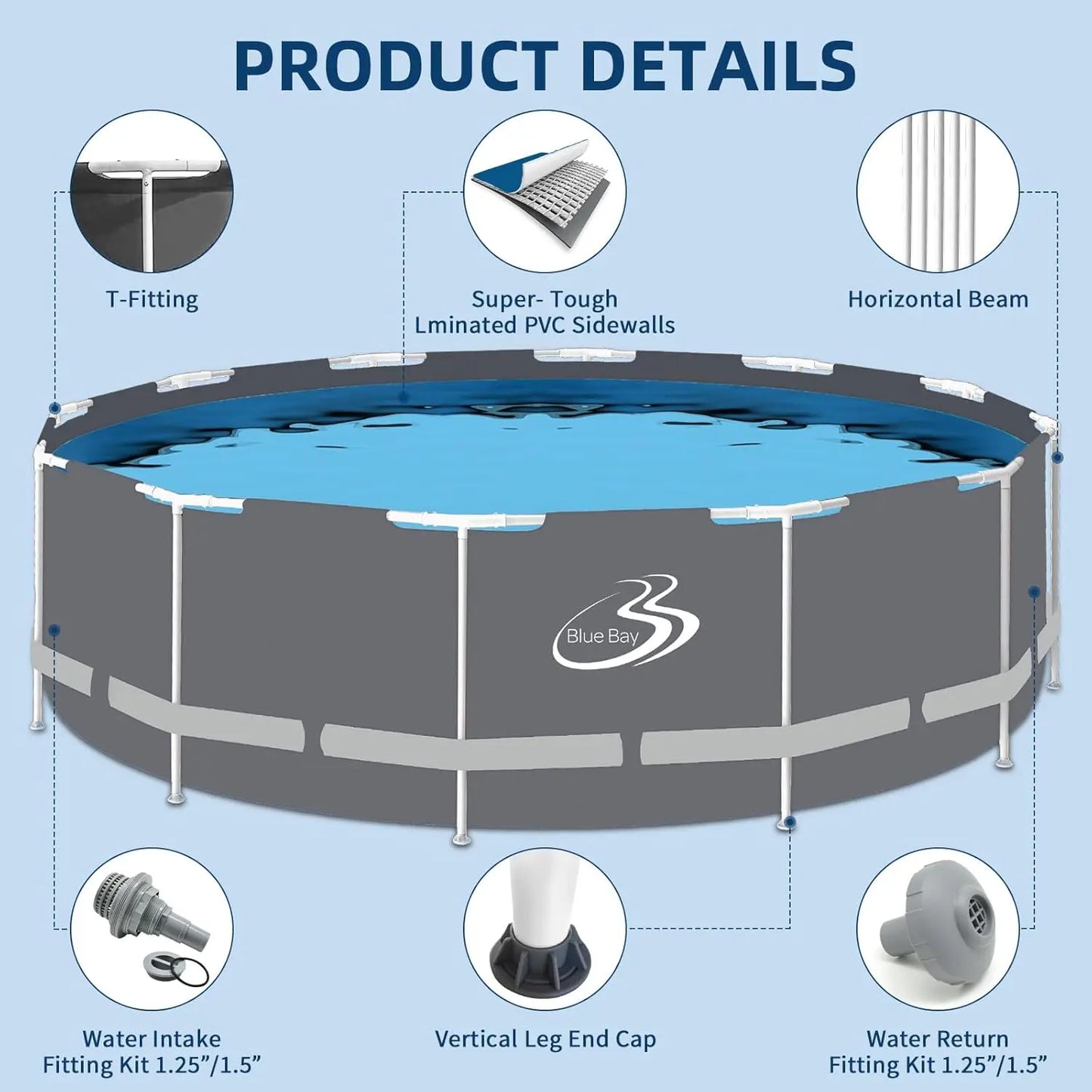 18ft X 52in Frame Above Ground Swimming Pool Set , 1545 GPH Filter Pump,  Cover,  Ladder , and Maintenance Kit