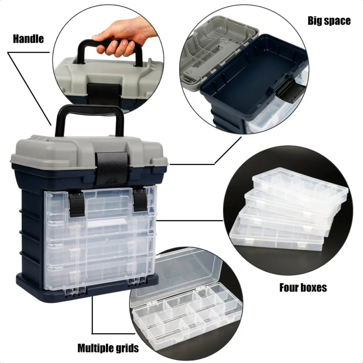 Fishing Tackle Box 4 Layers  With Handle