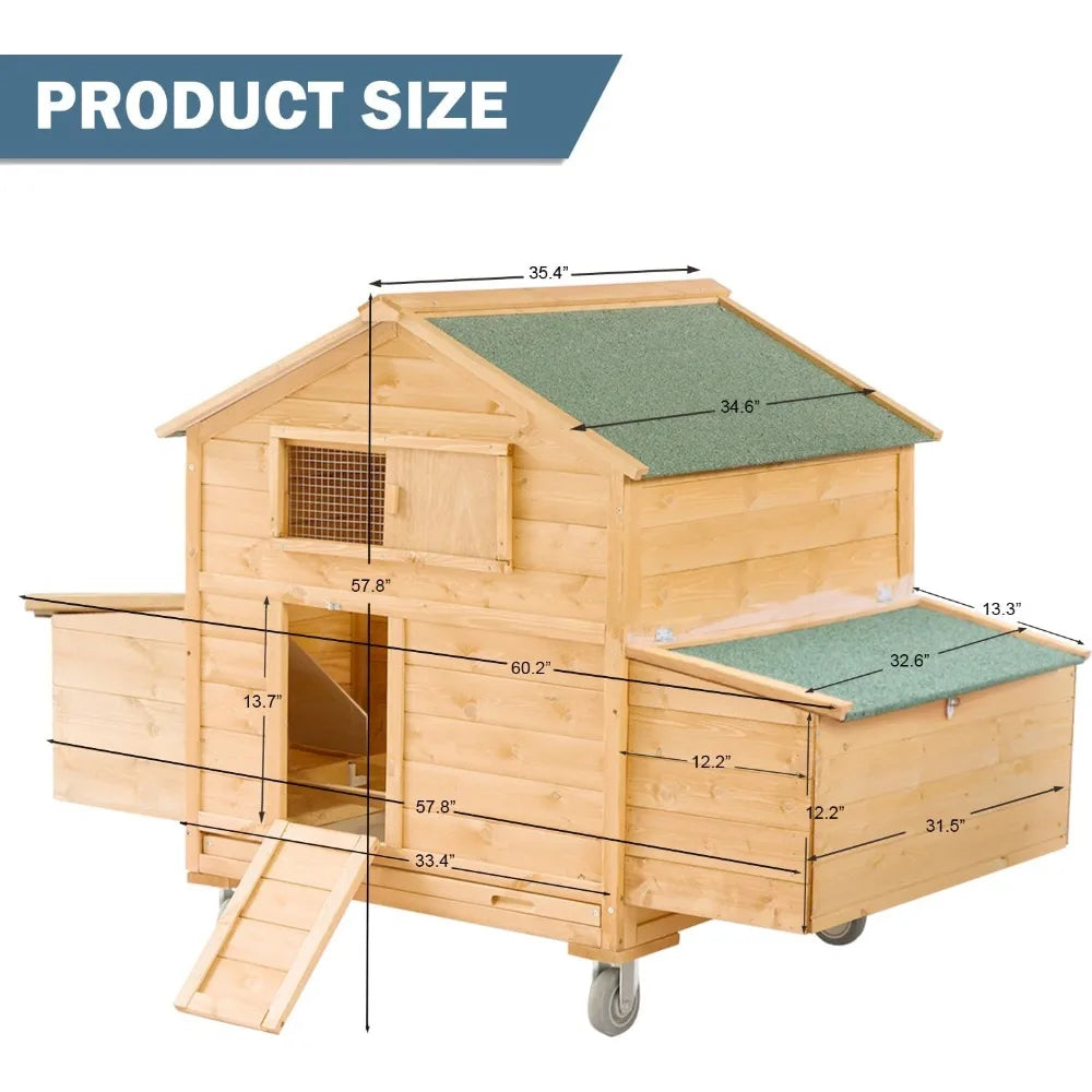 Waterproof Outdoor Hen House for 6-8 Chickens