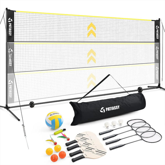 Adjustable Height Volleyball Badminton Pickleball Net Set .