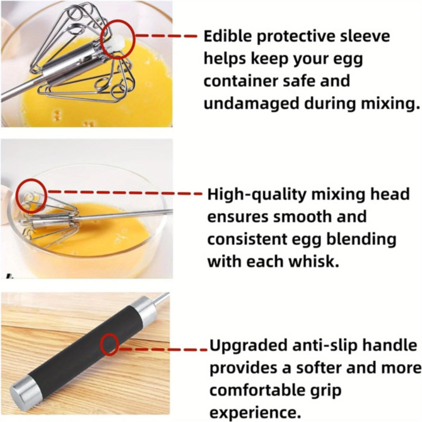 Easy to Use Manual Hand Mixer & Plunger Whisk