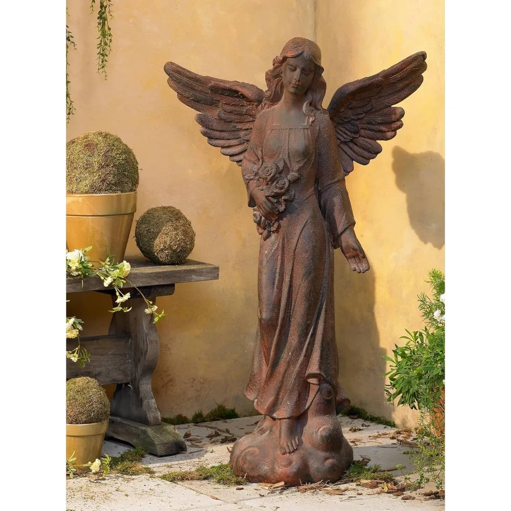 Large Tall English Tudor Angel Garden Statue Sculpture