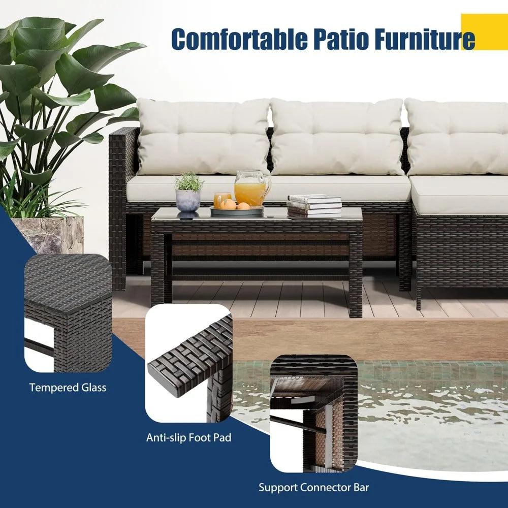 3 Piece Patio Furniture Set All-Weather PE Wicker Outdoor