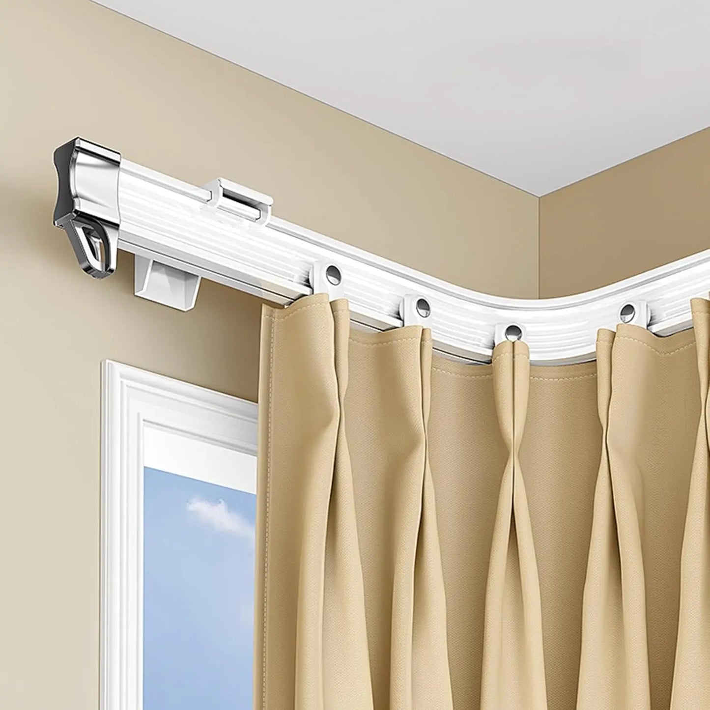 Flexible Bendable Curtains Rail System Room Divider 46 42 16 14 12 5 1 FT, Drapery Rods Bar for Hospital Home Living Room Floor