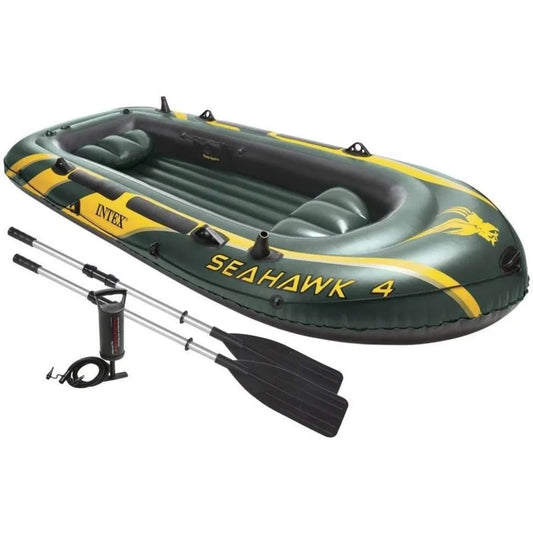 Inflatable Boat: Includes Deluxe Aluminum Oars and High-Output Pump – SuperStrong PVC