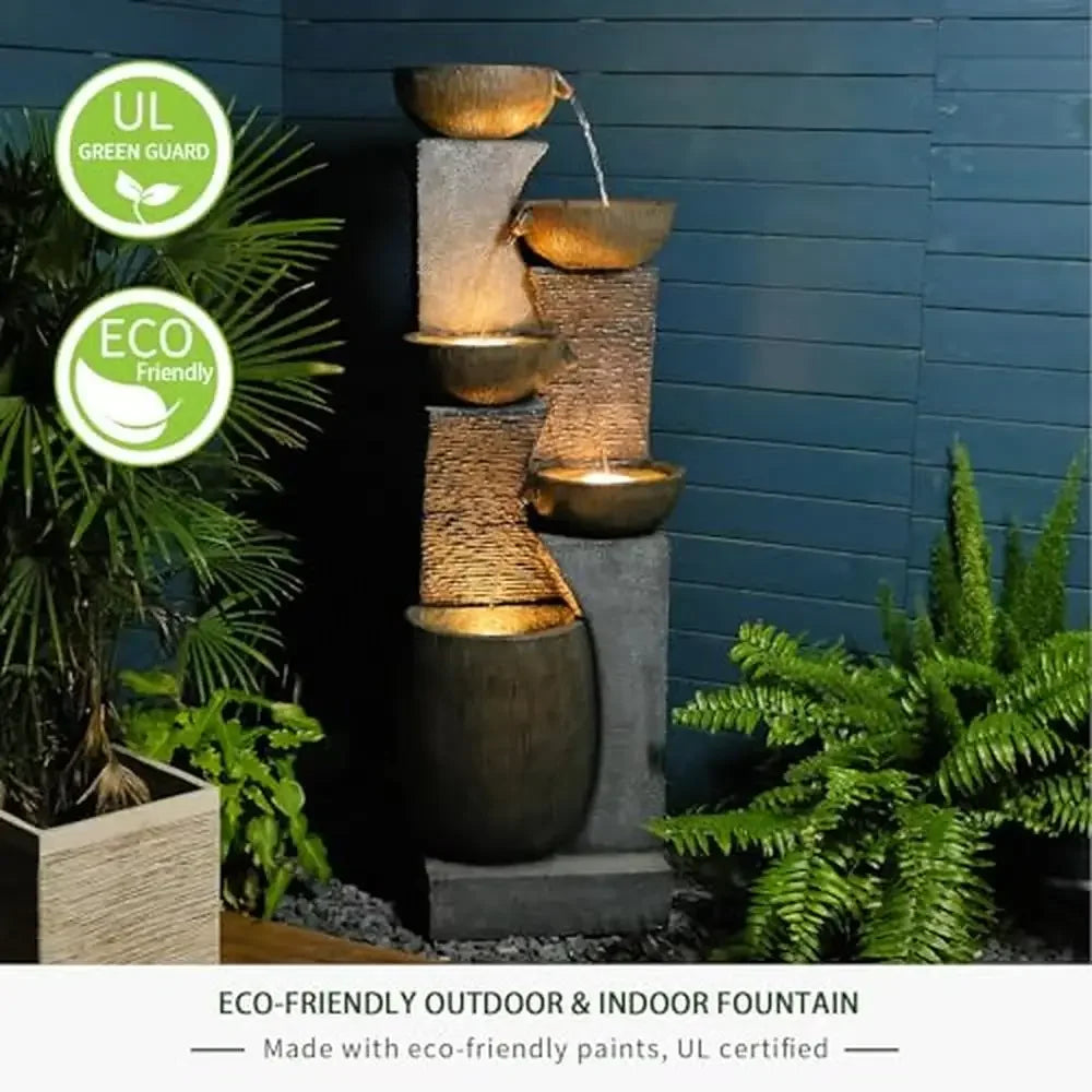 Modern Outdoor Water Fountain 5-Tier Cascading Garden Decor