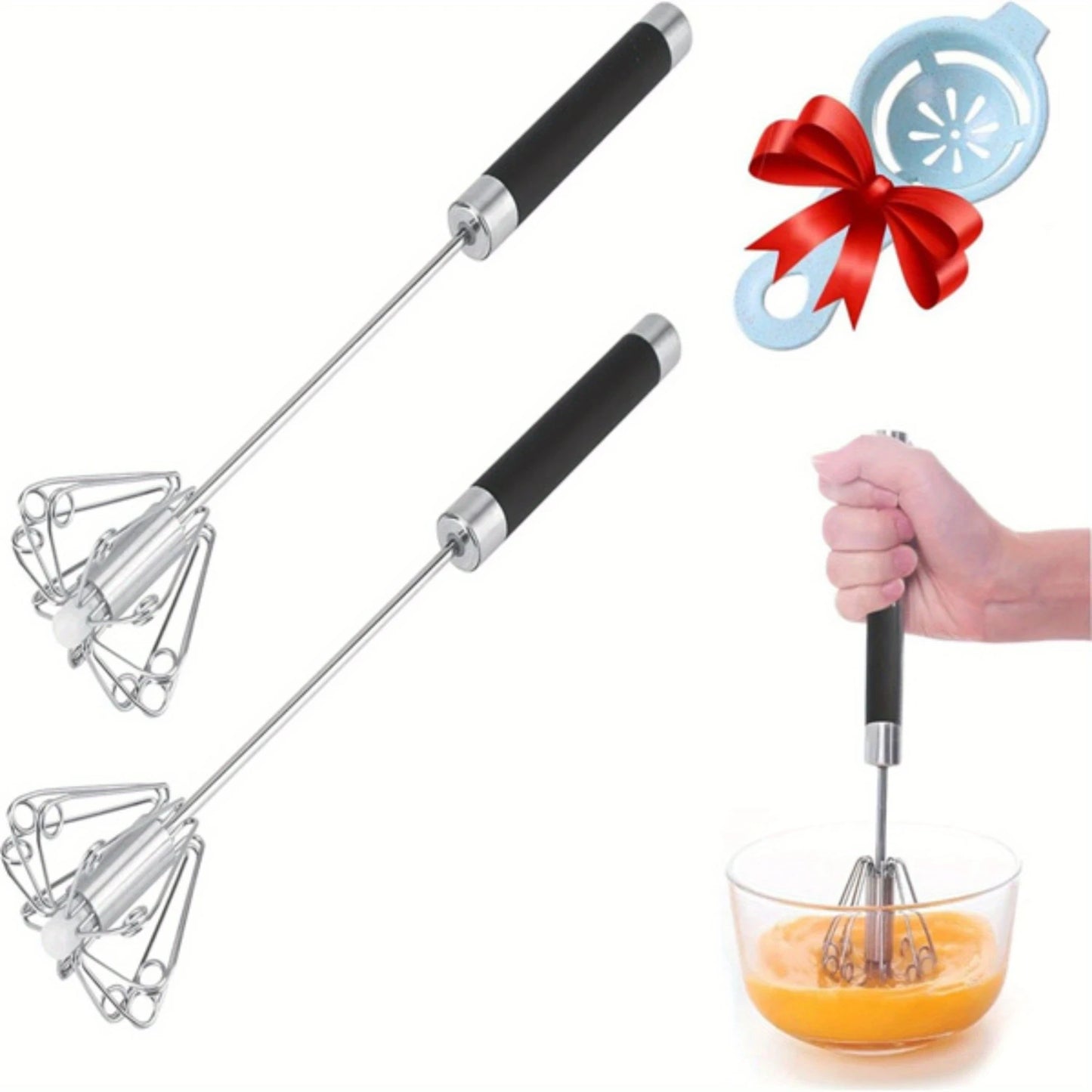 Easy to Use Manual Hand Mixer & Plunger Whisk