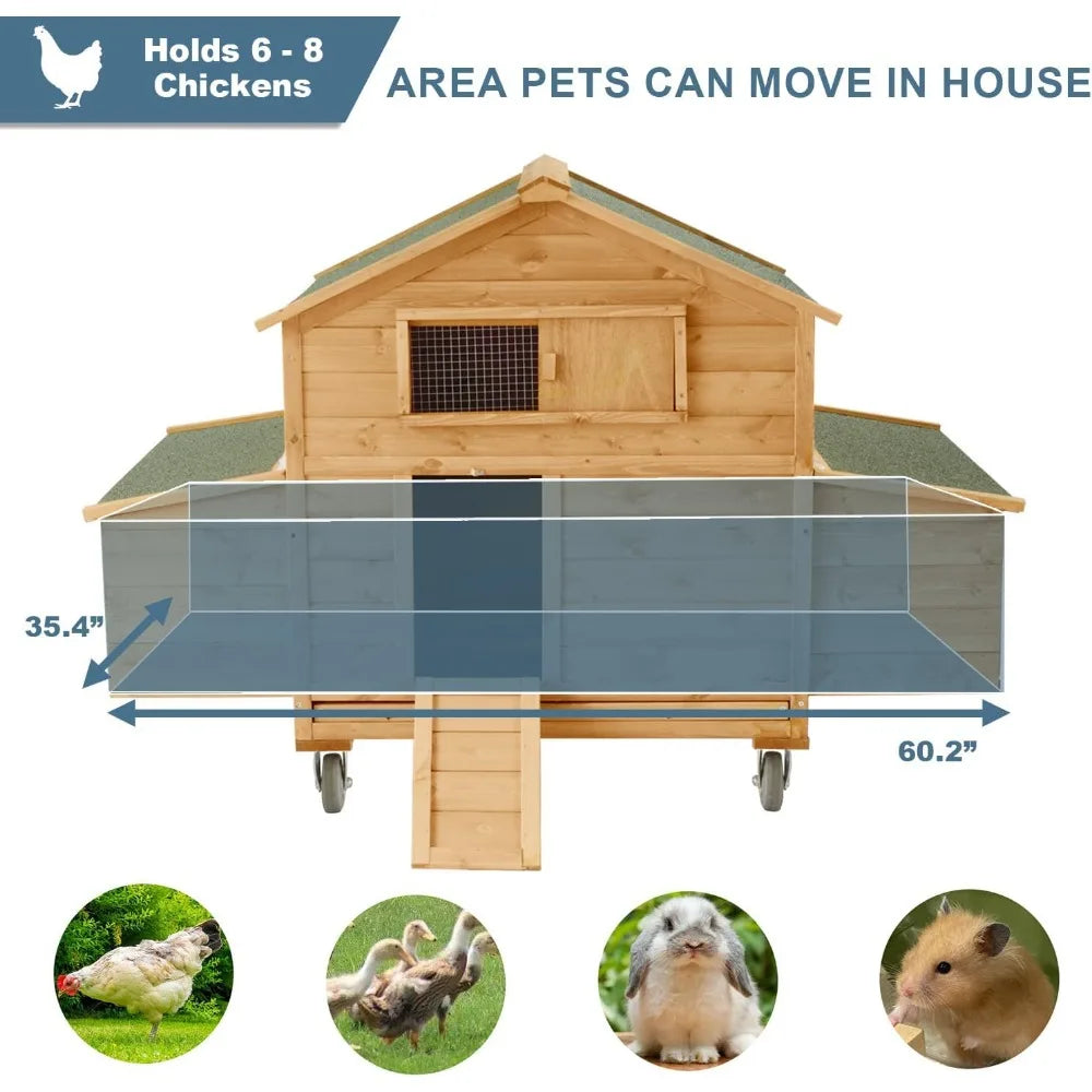 Waterproof Outdoor Hen House for 6-8 Chickens