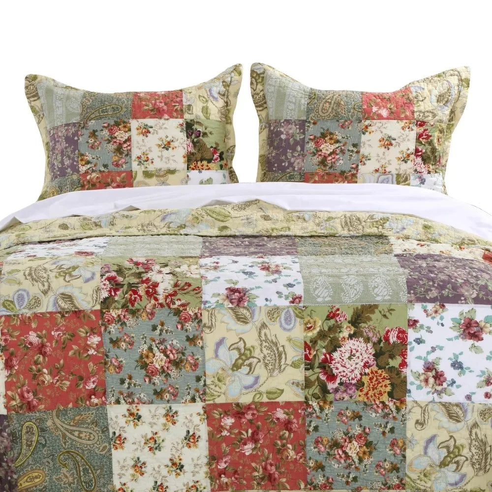 Blooming Prairie 100% Cotton Quilt and Pillow Sham Set