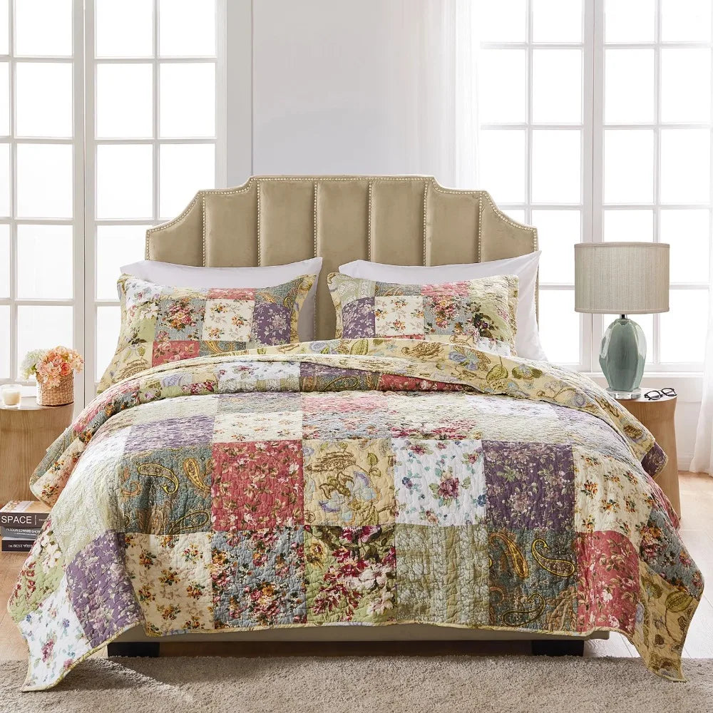 Blooming Prairie 100% Cotton Quilt and Pillow Sham Set