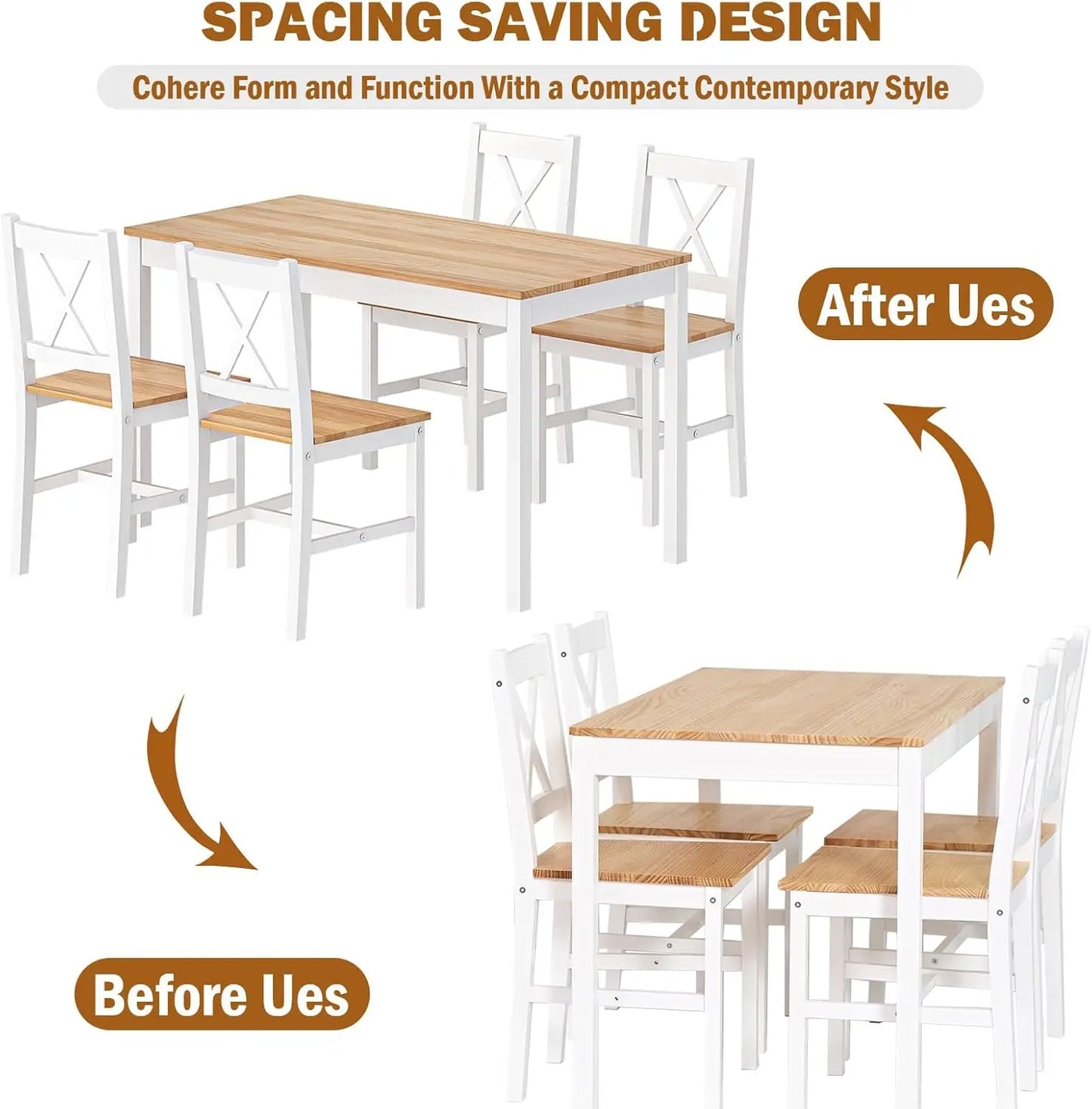 5-Piece Kitchen Table Chairs Set for Small Space