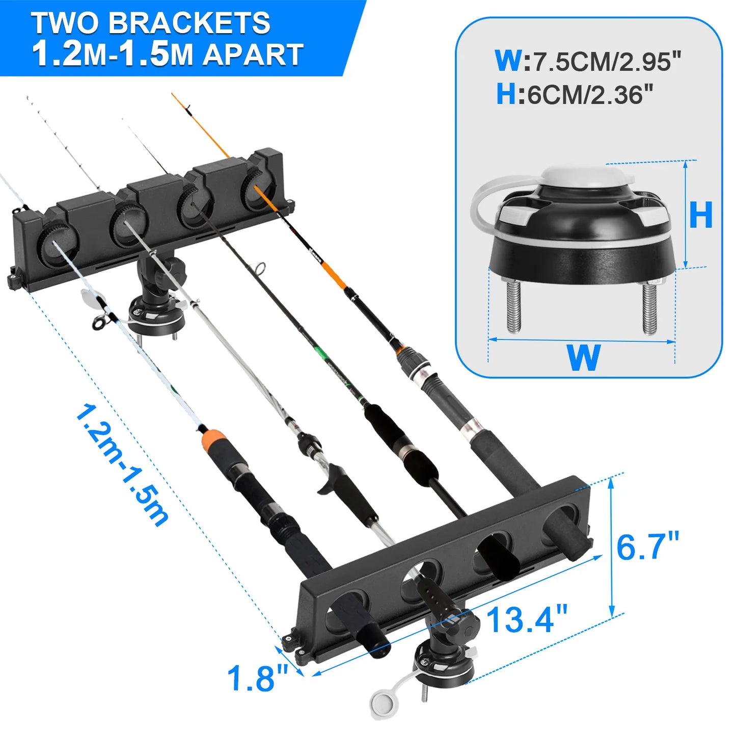 Fishing Rod Rack with Mount Bracket.