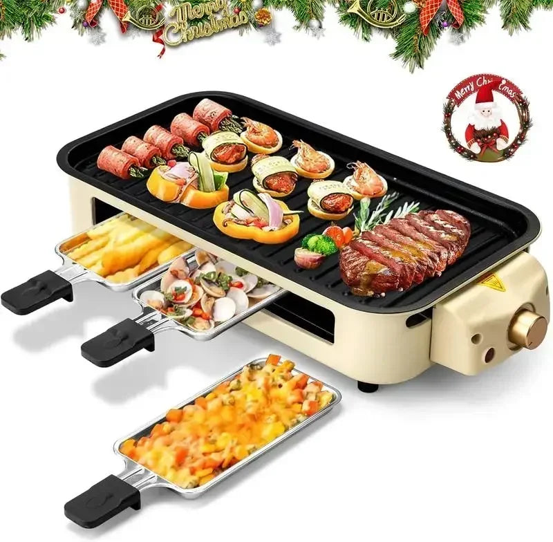 Pukomc Smokeless Indoor Grill Mother's Day, Non-Stick Cooking Removable Plate, Portable Electric Korean BBQ Grill