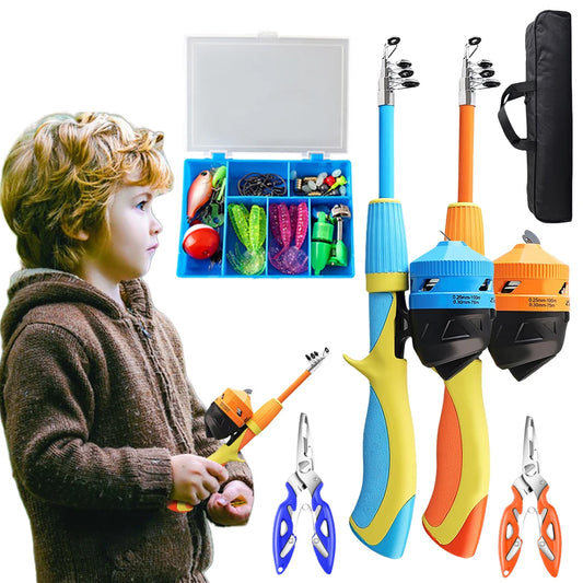 Kids Fishing Rod Telescopic Fishing Rod and Reel Combo with Fishing Lures Accessories