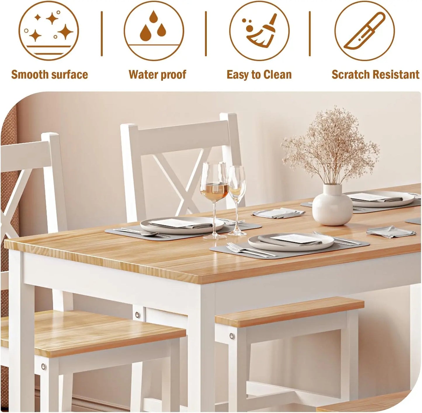 5-Piece Kitchen Table Chairs Set for Small Space