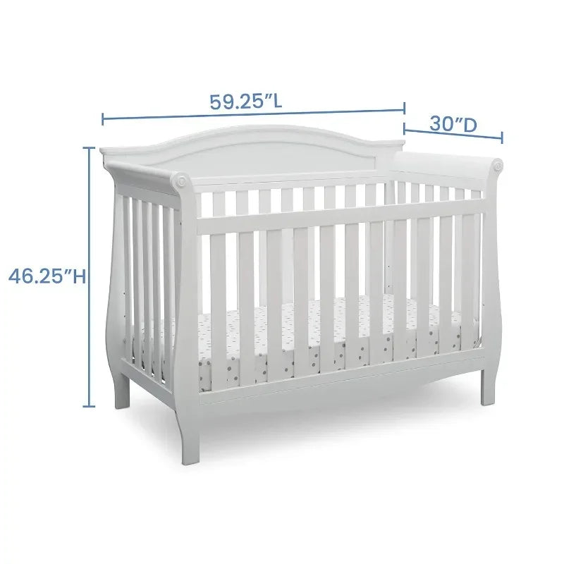 4-in-1 Convertible Baby Crib, Bianca White