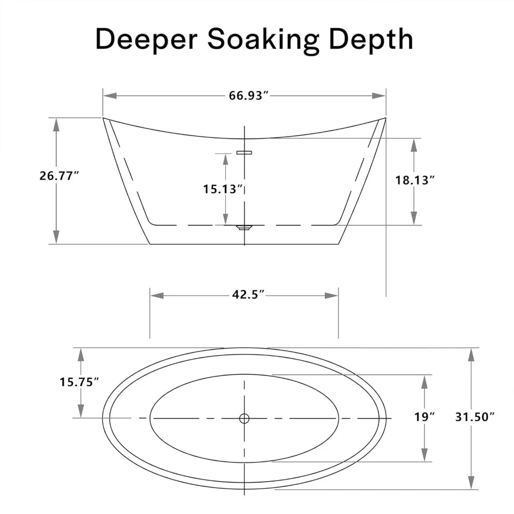 SPA Tub Modern Stand Alone Bathtub.