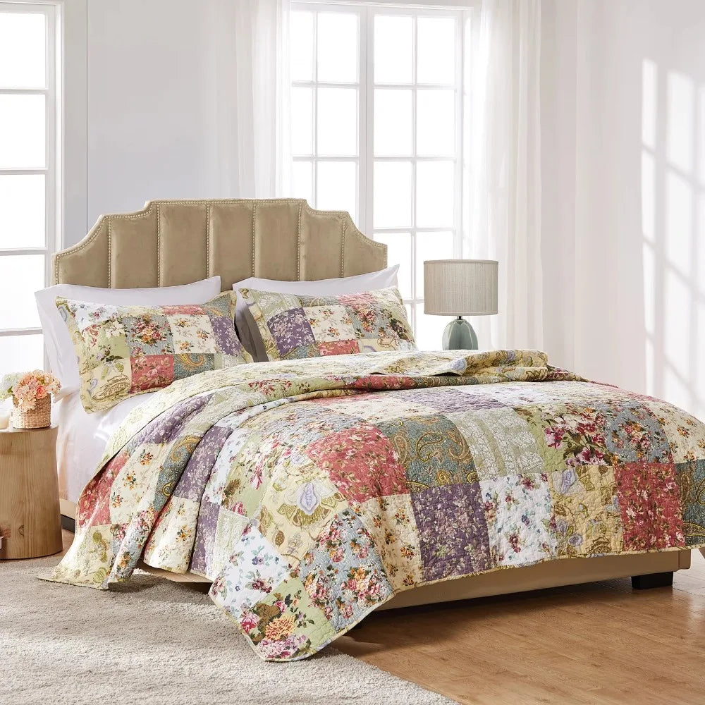 Blooming Prairie 100% Cotton Quilt and Pillow Sham Set