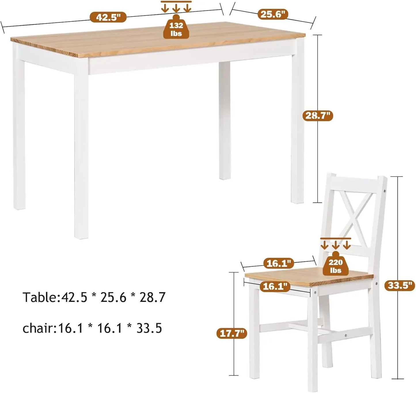 5-Piece Kitchen Table Chairs Set for Small Space