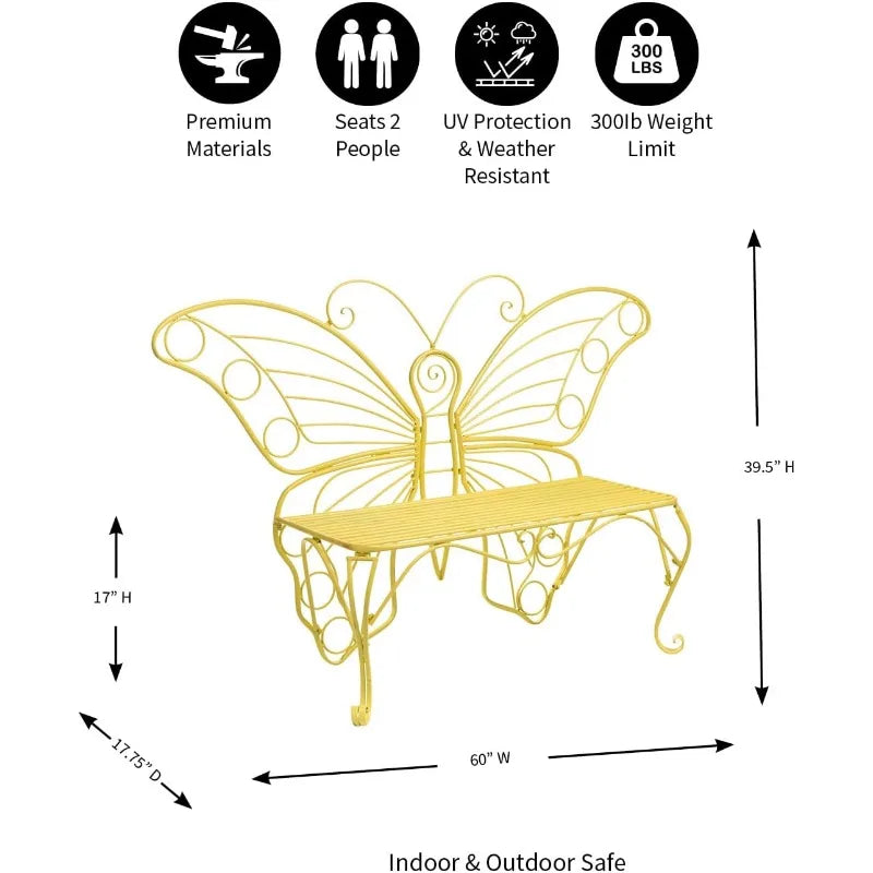 Weatherproof Butterfly Outdoor Bench  Holds Up to 300 lbs