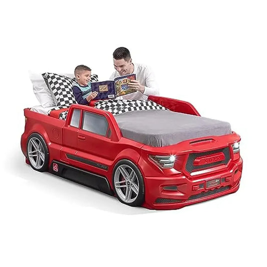 Twin Size Truck Car Bed  Working Headlights Built-In Storage